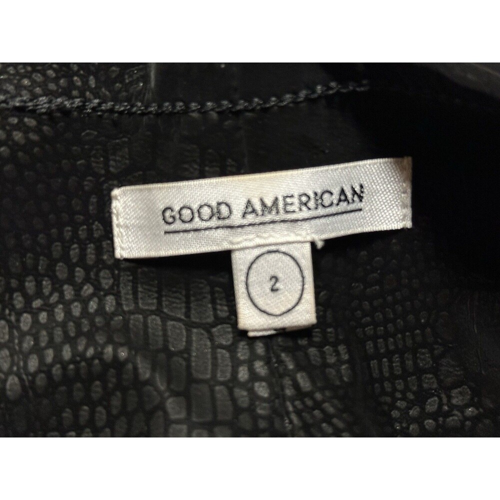 Good American Womens Size 2 Black Faux Leather The Croc Exec High Waist Pant EUC - Picture 9 of 10